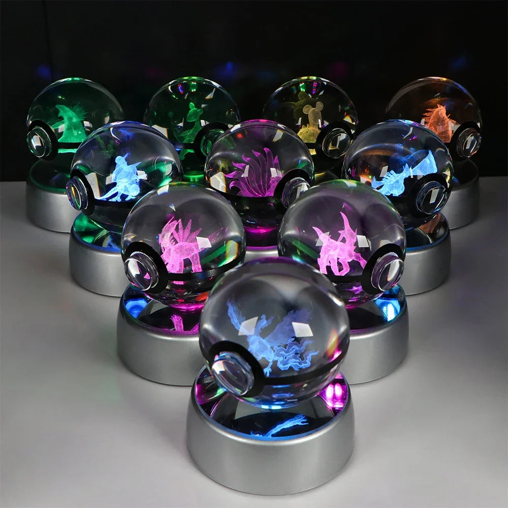 Pokémon 3D Crystal Ball LED – Pikachu, Gengar, Eevee, Mewtwo