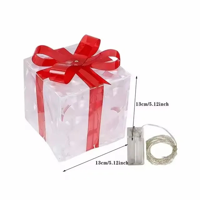 Glowing Christmas Gift Box with Bow – Outdoor Light Decoration for Home & Garden