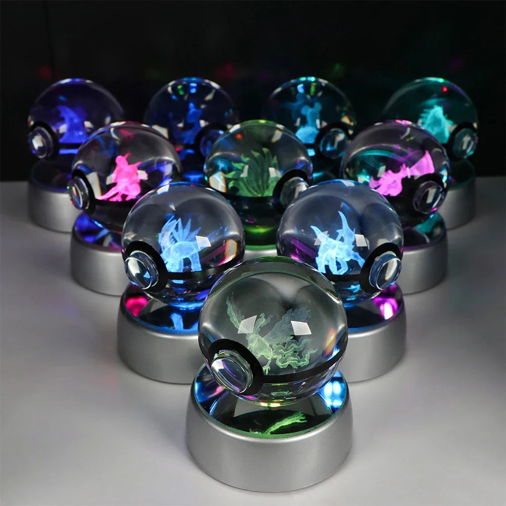 Pokémon 3D Crystal Ball LED – Pikachu, Gengar, Eevee, Mewtwo