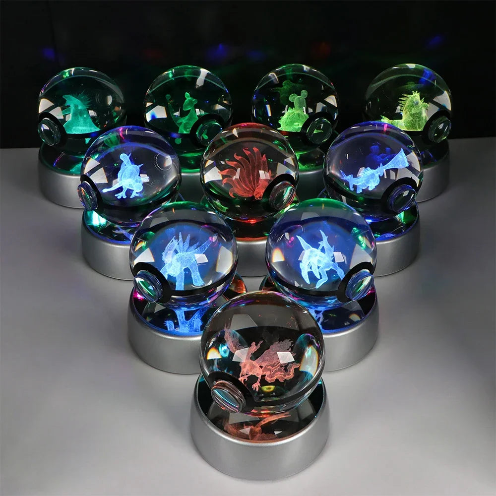 Pokémon 3D Crystal Ball LED – Pikachu, Gengar, Eevee, Mewtwo