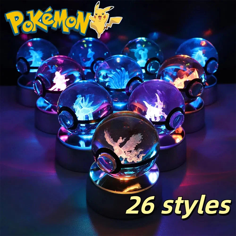 Pokémon 3D Crystal Ball LED – Pikachu, Gengar, Eevee, Mewtwo