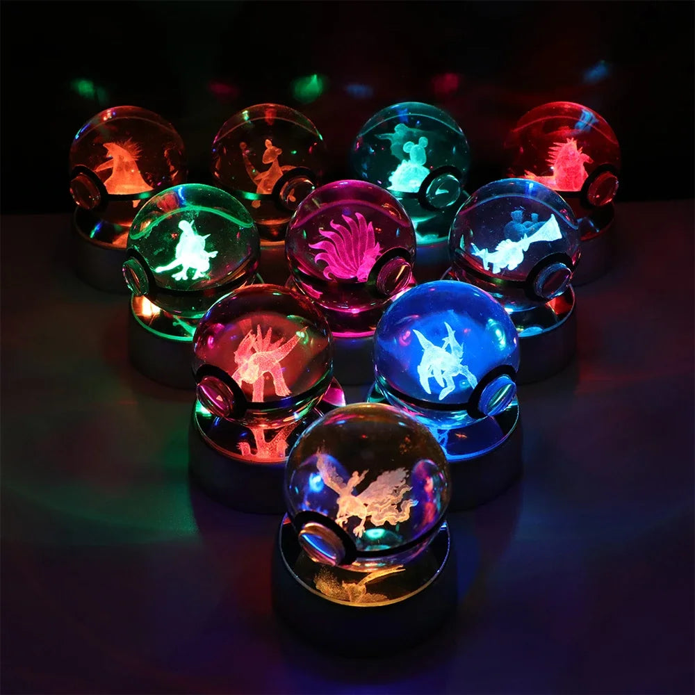 Pokémon 3D Crystal Ball LED – Pikachu, Gengar, Eevee, Mewtwo