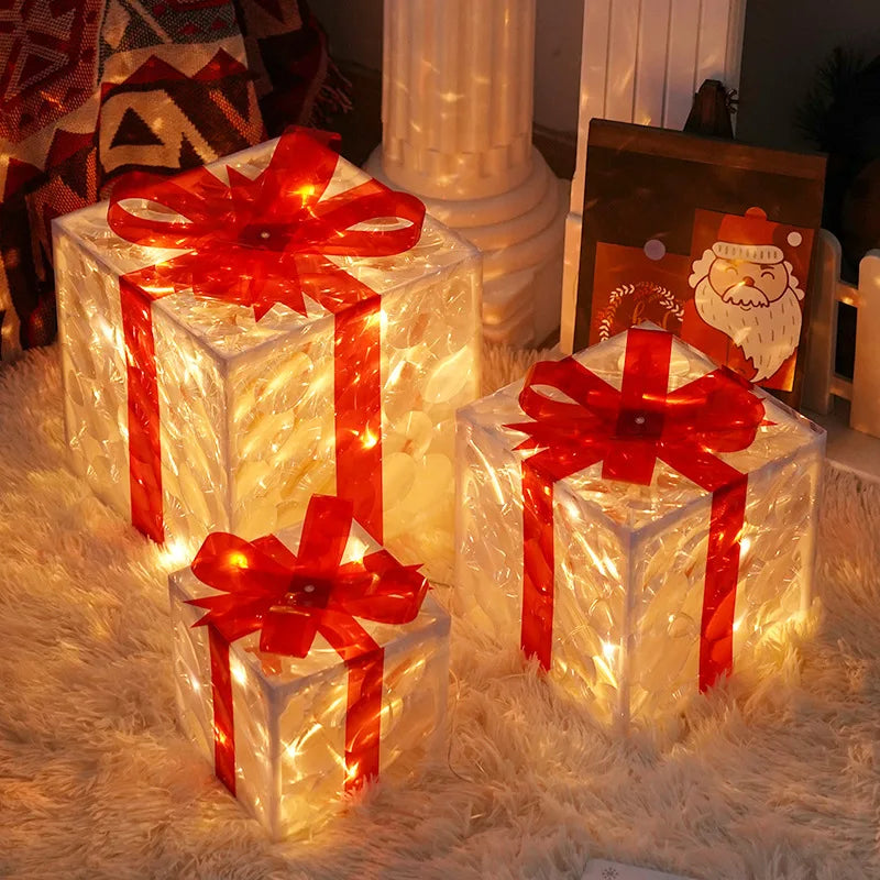 Glowing Christmas Gift Box with Bow – Outdoor Light Decoration for Home & Garden