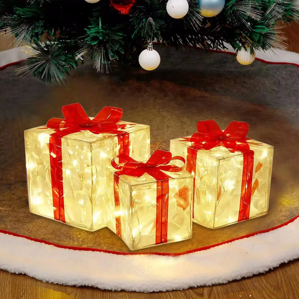Glowing Christmas Gift Box with Bow – Outdoor Light Decoration for Home & Garden